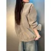 Chaqueta de cuero PU roja de alta gama tipo patchwork para mujer, chaqueta de aviador de otoño con cuello alto, estilo workwear, chaqueta de béisbol para pareja