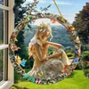 Letrero Colgante de Disco Plano Acrílico Creativo Transfronterizo con Imagen de Princesa Fantasía Cuento de Hadas Belleza, Decoración de Ventana Atrapasoles, Letrero de Porche