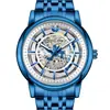 Explosiones de comercio exterior moda de negocios tendencia hombres reloj de doble cara hueco calendario correa de acero reloj de cuarzo una generación de pelo