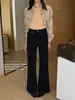 Jeans Flare Elegante de Cintura Alta Su Xinlan/YOUMO, Tecido Elástico em Quatro Direções, Estilo Coreano, Luxo Leve, Versátil, Emagrecimento e Redução de Idade 95299
