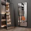 Espejo de Cuerpo Entero Color Crema de Moda para Dormitorio del Hogar, Espejo de Pie de Lujo para Niñas, Espejo de Vestir de Pared