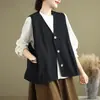 Tiro real Diseño de primavera Chaleco de cuello en V para mujer holgado 2026 nuevo Camisola de algodón puro Chaleco versátil Chaqueta sin mangas