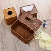 Caja de pañuelos de papel tejida estilo japonés, caja de pañuelos tejida a mano para uso en el hogar y el automóvil, caja de almacenamiento de servilletas para restaurantes