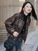 Jaqueta de couro preta da moda estilo coreano para mulheres, nova coleção primavera/outono, jaqueta biker curta casual, jaqueta de PU de corte solto