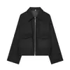 Ins estilo europeo y americano transfronterizo 2026 nueva chaqueta corta de lana a la moda y elegante para mujer de corte holgado con solapas