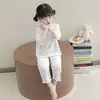 Conjunto de ropa de casa para niñas de verano, pijama moderno y estiloso para niños, color block personalizado, con volantes, forma de corazón, para aire acondicionado