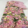 Vestido de Novia Estilo Francés Aplique de Rosa Bordado 3D Tela de Encaje Novia Tela de Encaje 3D