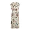 Verão Novo Elegante Decote em V Estampado Cetim de Seda Texturizado Vestido Slim-fit Estilo Europeu e Americano 2025 Saia Sem Mangas Transfronteiriça