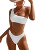 Bikini Sexy de Corte Dividido 2025 Tie-Dye Color Puro para la Costa Nuevo Bikini de Baño Europeo y Americano Estación Independiente Amazon