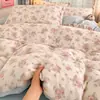 Conjunto de Cama de Veludo de Leite Espesso de Inverno Quatro Peças Novo Conjunto de Três Peças de Lençol com Capa de Edredom de Coral Fleece Flanela Roupa de Cama