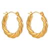 Aretes Transfronterizos Europeos y Americanos de Cachemira Acero Titanio para Mujer Diseño Creativo de Lujo Ligero Versátil Moda Distintiva Aro de Alambre Trenzado