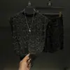 Terno masculino de verão despojado de alta qualidade popular, novo shorts sem mangas de luxo leve com lantejoulas e estampa de leopardo, casual moderno versátil
