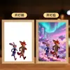 Marco de Fotos 2D de Anime de Conejo y Zorro Regalo para Dormitorio Escritorio Luz de Noche para Novio/Novia Pintura Iluminada