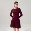 Vestido de Cachemira Grueso para Mujer Otoño e Invierno, Cuello Polo Semiabierto, Botones, Tejido de Punto Trenzado, Capa Interior, Ropa Exterior, Vestido de Lana