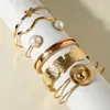 Moda Retro Transfronteriza Europea y Americana Pulseras en Capas Exageradas Geométricas Simples Patrón de Olas Flor Abierta Lisas