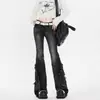 Jeans de Diseño Lavado Desgastado con Estilo High Street Americano Pantalones Versátiles de Corte Delgado Acampanados de Longitud Completa para Mujer