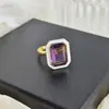 Joyería Clásica de Moda Anillo Cuadrado Retro de Circonita Exquisito y Elegante Anillo de Alta Gama para Mujer Anillo R8075