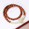 Anillo giratorio de jade Hetian natural, pulsera de doble anillo, pulsera de sándalo Qingshan Dai Lingyin, artístico, simple, Wenwan, cuentas de Buda al por mayor