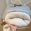 Moletom Acolchoado Espesso de Três Camadas Outono e Inverno para Meninas Bebês Meninas Tendência Quente Manga Longa Roupas Infantis Roupas de Crianças