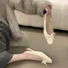 Encuentro de Primera Temporada Sandalias de Tacón Grueso con Lazo Suave Punta Cerrada 2026 Primavera/Verano Nuevos Zapatos de Noche para Mujer de Tacón Bajo Cómodos