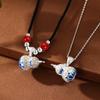 S999 Prata Pura Novo Estilo Chinês Esmalte Cloisonné Lótus Cabacinha Pingente Colar Novidade Moda Versátil Corrente da Clavícula Colar Joia