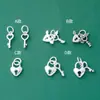 Plata de Ley S925 Plata Lisa Candado con Llave Colgante Accesorios Cuerda de Cuentas DIY Pulsera de Pareja Colgante Paquete de Materiales para Joyería