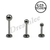 Stud para Labio/Oreja de Titanio Puro G23 de Barra Recta Color Acero con Bola Redonda, Piercing con Rosca Externa Joyería para Oreja 16g