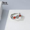 Anillo de plata tailandesa S925 para mujer, con moneda de cobre y granate, estilo retro desgastado, para el dedo índice, pulsera personalizada.