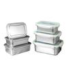 Fiambrera rectangular de acero inoxidable 304 para conservación de alimentos frescos, sellada, con tapa, tamaño grande, mediano y pequeño, tres piezas