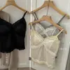 3002/M051# Bloque de Color Retro Lunares Malla Encaje Copa Fija Sexy Chica Caliente Camisola Chaleco Interior