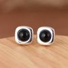 Aretes de Plata S925 Rey Ciervo Dorado Moda Artística Diseño de Azúcar Incrustados Ónix Negro en Forma de Huevo Aretes Elegantes Joyería de Plata para Mujer
