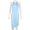 9164Dd Nazada Aliexpress Nuevo Vestido Europeo y Americano Sin Mangas Hombros Descubiertos Pedrería Delgado Sexy Falda Midi