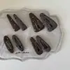 Pinza Triangular de Lana Minimalista Gris-Marrón con Puntos para el Cabello Pinza BB Pasador de Alta Gama Pinza Lateral Pinza para Flequillo de Mujer