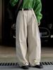 Lou Fu Primavera Novo Estilo Yuppie Coreano Commuter Calças de Cintura Alta Perna Larga Calças Soltas Slim Look Feminino Casual