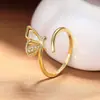 Anillo de mariposa estilo coreano, moda nicho de alta gama y elegante anillo ajustable para el dedo índice para mujer, joyería apilable al por mayor