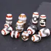 Ágata Natural Cuentas Dzi de Tres Ojos Negras y Blancas Diente de Tigre Cuentas Cilíndricas Collar Pulsera DIY Cuentas Espaciadoras Joyería Estilo Tíbet Accesorios Venta al por Mayor
