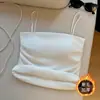 Camisola de Algodón Cepillado con Pliegues 'Pure Desire Hot Girl' con Copas, Hermoso Diseño en la Espalda, Corte Ajustado, Adelgazante, Prenda Interior Cálida para Otoño e Invierno