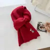 Bufanda de punto de lana cálida estilo coreano con bordado de cachorro de dibujos animados, versátil de otoño e invierno, con un ambiente acogedor
