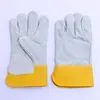 Guantes de soldadura de caucho natural amarillo clase AB con palma completa, guantes cortos de piel de vaca, guantes de trabajo protectores con aislamiento térmico