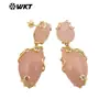 WT-E751 Multicolor Natural Color Opcional Piedra Preciosa Amatista Piedra Destello Doble Piedra Pendientes Clásicos de Banquete para Mujer
