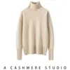 Nuevo suéter de cachemira de cinco agujas engrosado de cuello alto para otoño e invierno para mujer, cálido y de corte holgado, talla grande, camiseta básica de punto estilo coreano