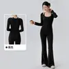 Conjunto de Roupa de Yoga Feminina, Conjunto Fitness Casual de Manga Longa Emagrecedor, Usável para Pilates ao Ar Livre, Conjunto Esportivo de Cintura Alta e Levanta Bumbum