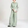 Conjunto de punto con capucha de estilo universitario, moderno y fresco, para mujer, nuevo conjunto de dos piezas de suéter grueso y pantalones de pierna ancha para otoño e invierno