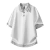 Camiseta de Manga Corta para Hombre 2026 Verano Nuevo Estilo Hong Kong Talla Grande Pareja Holgada Falso Dos Piezas Cuadros Patchwork POLO Top