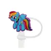 Cubierta de Popote de Silicona de Unicornio de Dibujos Animados Forma de Caballo Pequeño Compatible con Botella de Agua Stanley Tapa de Popote a Prueba de Polvo y Manchas
