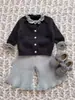Conjunto de Suéter para Niña 2026 Otoño Nuevo Dulce Conjunto de Dos Piezas para Niñas Pequeñas con Tejido de Encaje Atuendo de Moda