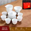 Porcelana Branca Dehua Gaiwan Conjunto de Chá Kung Fu Copos de Beber Seis Copos Presente Atacado Logo Personalizado Embalagem Caixa de Presente Artesanato