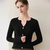 Novo Cardigã de Tricô de Cashmere com Gola V Estilo Inverno Manga Longa Listrado Slim Fit Top Valorizador Peça de Sobrepor