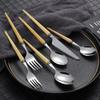 Set de cubiertos de acero inoxidable 304 con punta Cuchillo y tenedor para bistec portugueses Cuchara de postre Mango de madera maciza de palo de rosa japonés