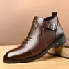 Botas de Cuero de Negocios para Hombre Tallas Grandes Transfronterizas Botines con Cremallera Lateral Cabeza de León Zapatos Casuales para Hombre Estilos Negro Marrón